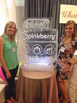 Premiere Events Team Members Alison Herschap and Krista Schnur visit the NEAWP exhibit. Abigail Turner was also in attendance.