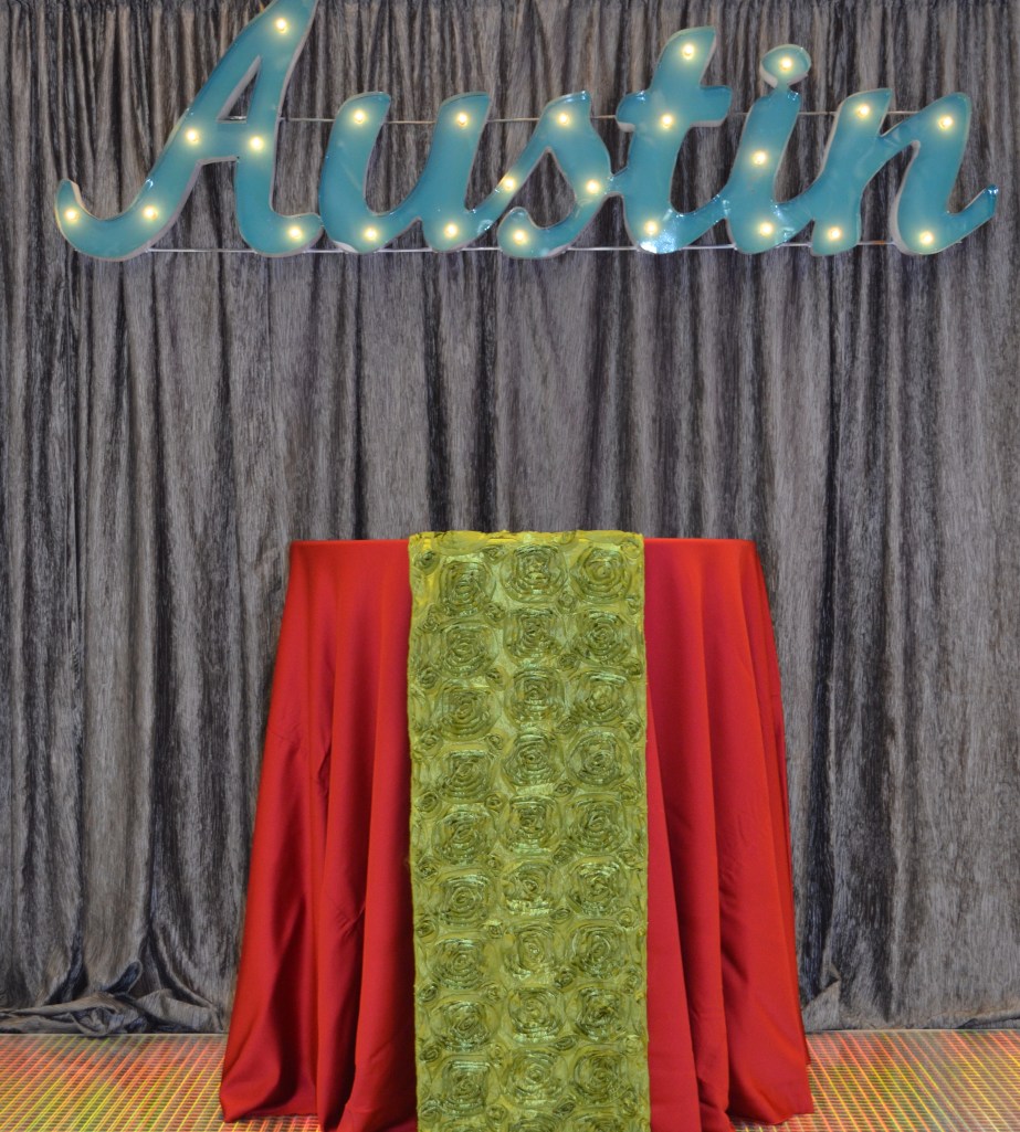 Olive Splendor Table Runner Over Red